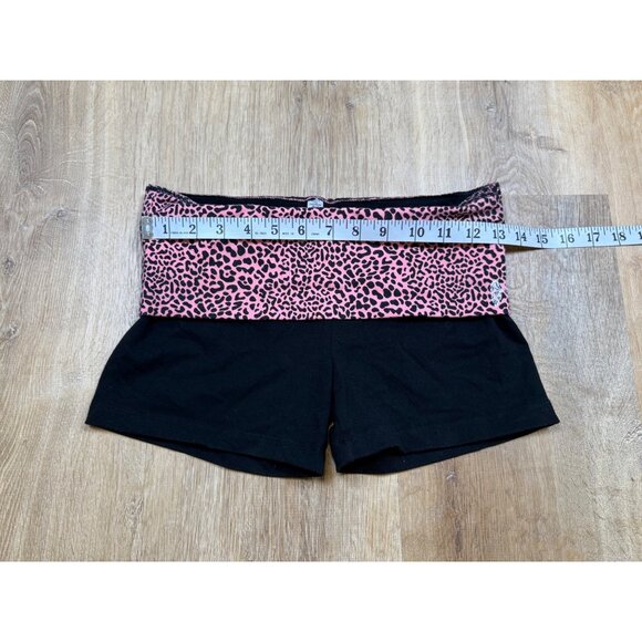 Y2K Victorias Secret XS Leopard Print Fold Over Lounge Shorts Black & Pink Stret - Picture 4 of 5